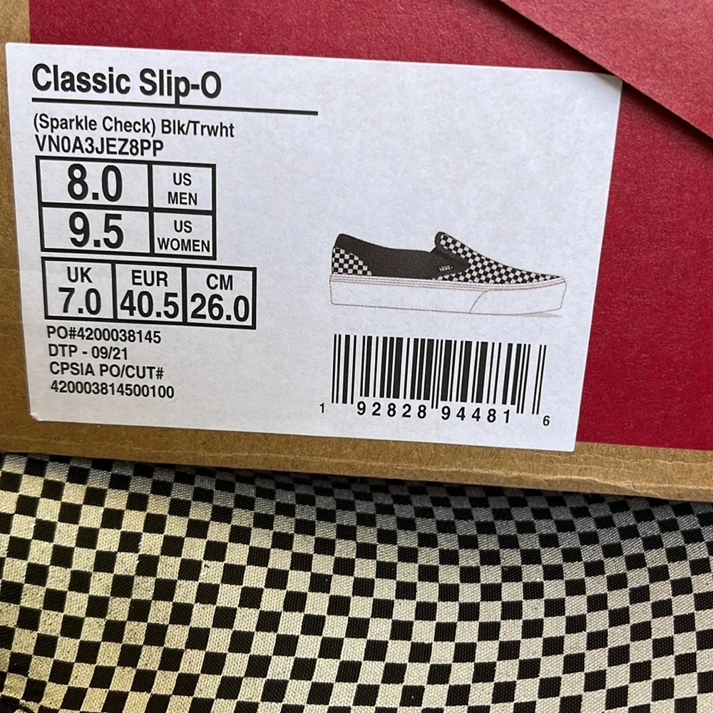 Vans Classic Slip-On Sparkle Check Black/True White WMNS sneakers-platforms - Picture 16 of 16